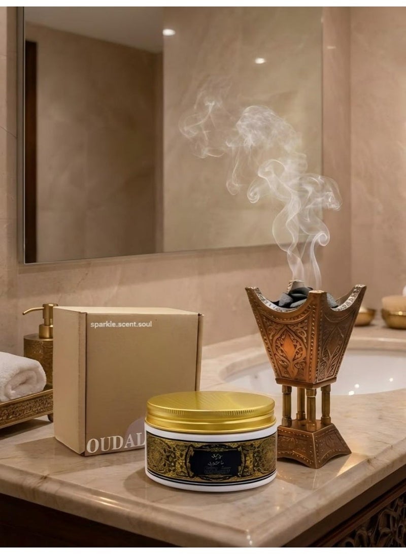 أود أل سعود بخور فاخر 80 جرام معطر جو، صندوق هدايا، عطر يدوم طويلًا، مثالي للصلاة والعبادة والاحتفالات - Image 3